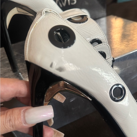 Ruthie Davis White and Black Polka Dot Heels - Picture 7 of 8